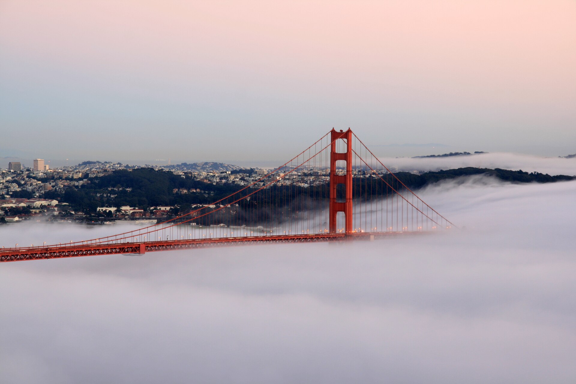 The Golden Gate Bridge at sunset
